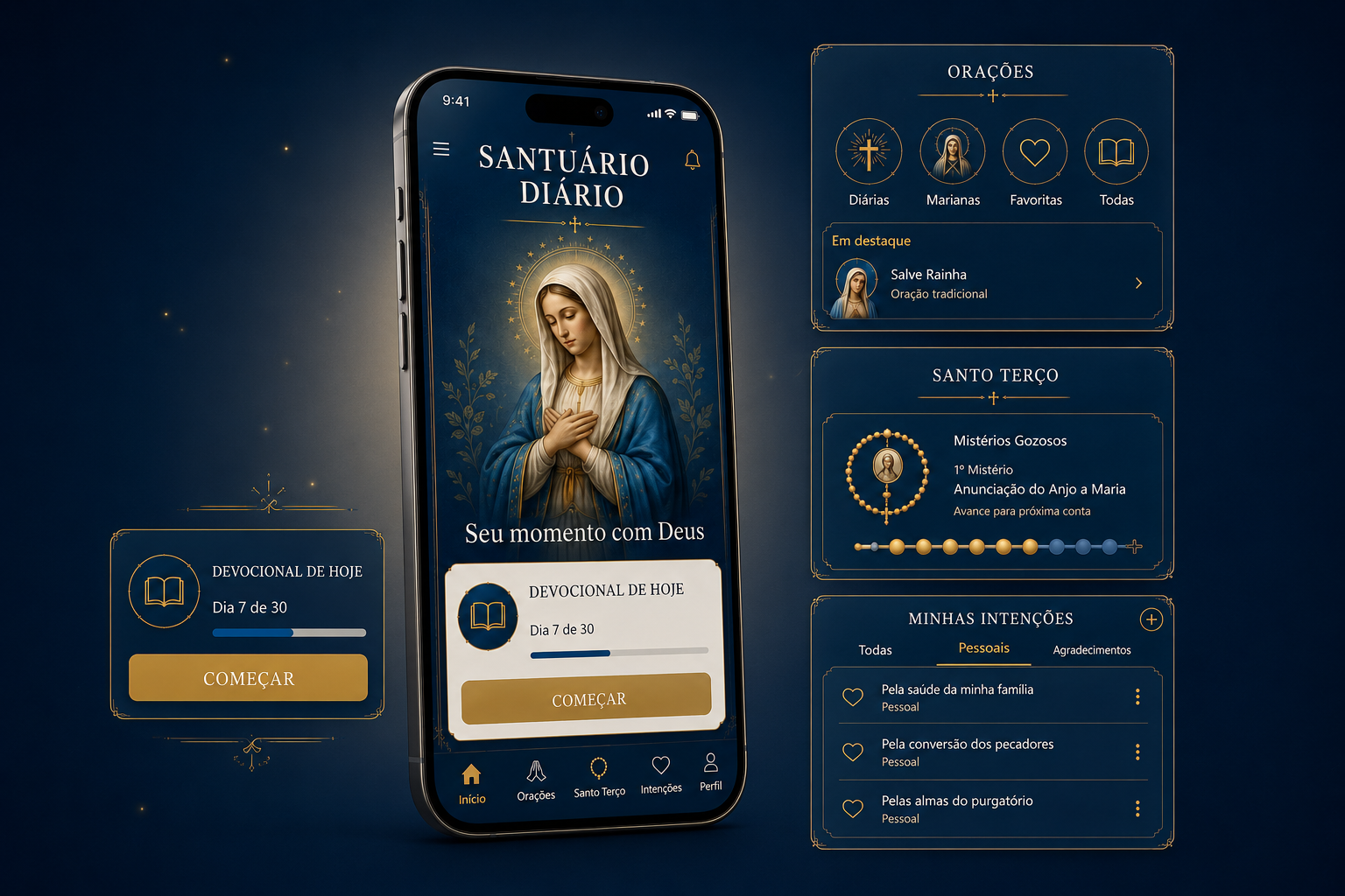 Mockup do App Santuário Diário em um celular